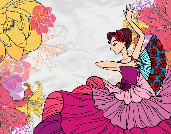 Disegno Donna flamenco pitturato su bb10