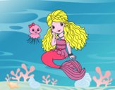 Disegno Sirena e medusa pitturato su bb10