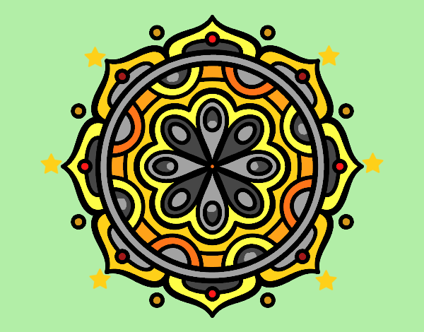 Disegno Mandala a meditare pitturato su gaga