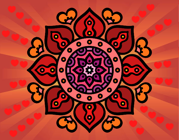 Disegno Mandala cuori arabi pitturato su gaga