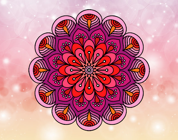 Disegno Mandala fiore e fogli pitturato su gaga