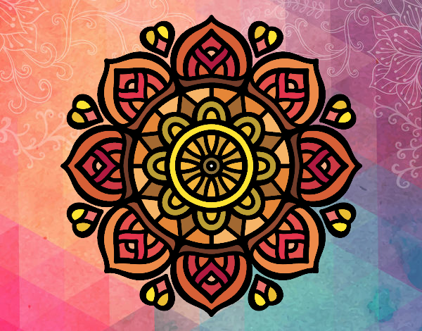 Disegno Mandala per la concentrazione mentale pitturato su gaga