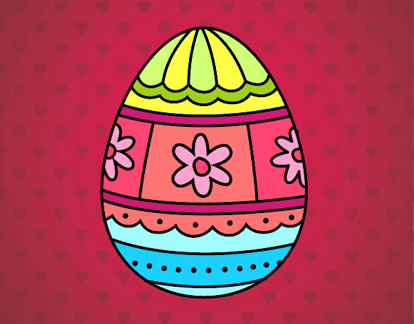 Disegno Uovo di Pasqua con decorazioni pitturato su gaga