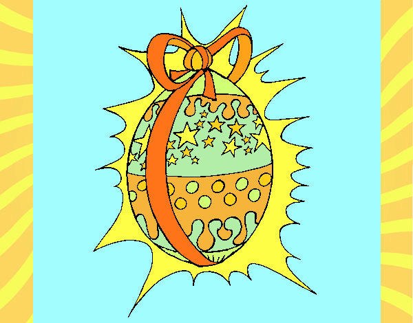 Disegno Uovo di Pasqua brillante pitturato su gaga