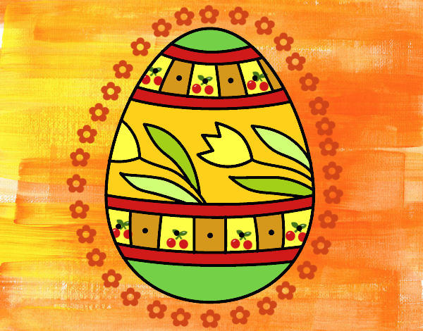 Uovo di Pasqua con tulipani