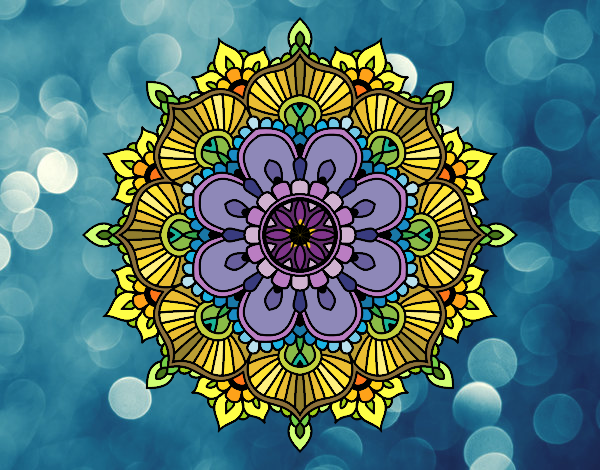 Disegno Mandala flash florale pitturato su gaga