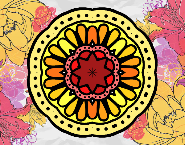 Disegno Mandala mosaico pitturato su gaga