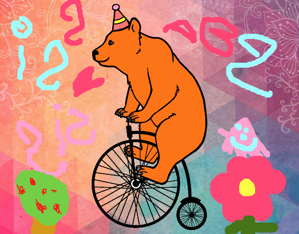 Disegno Orso in bicicletta pitturato su bb10