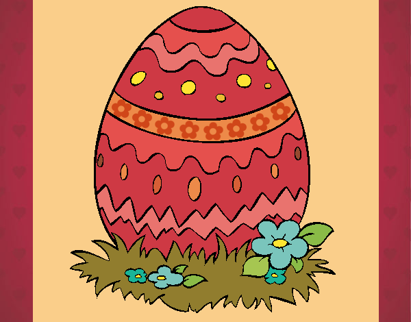 Disegno Uovo di Pasqua 2 pitturato su gaga
