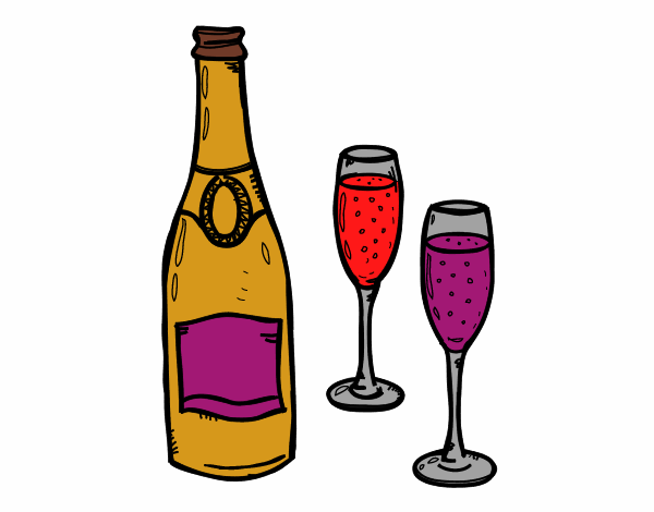 Disegno Champagne e bicchieri pitturato su CHRISTIAN3