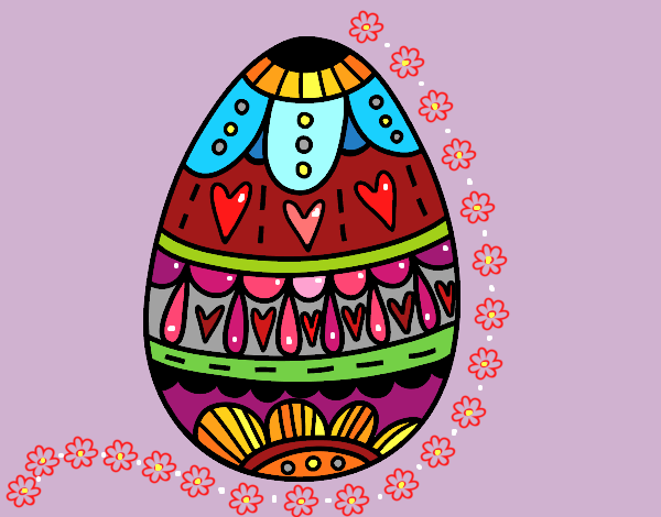 Disegno  Uovo di Pasqua con il cuore pitturato su gaga