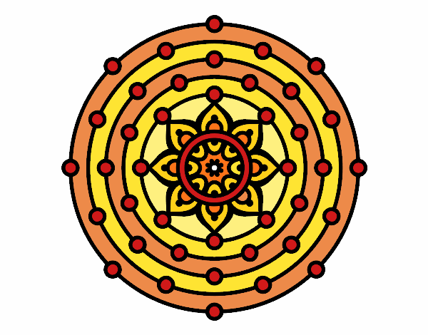 Disegno Mandala sistema solare pitturato su tritolona