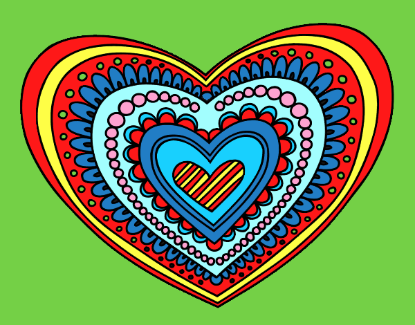 Disegno Mandala cuore pitturato su lella18