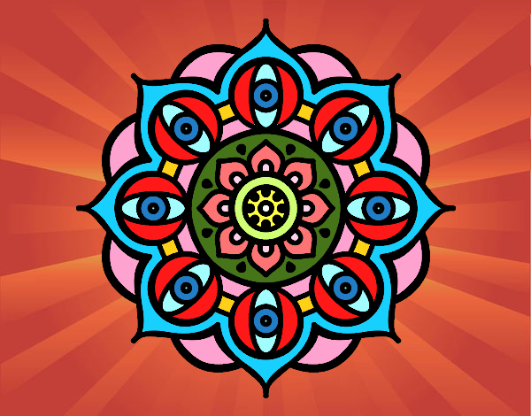 Disegno Mandala dagli occhi pitturato su lella18
