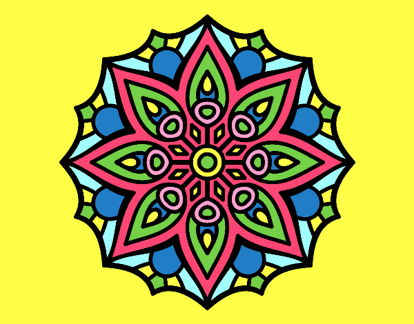 Disegno Mandala semplice simmetria pitturato su lella18