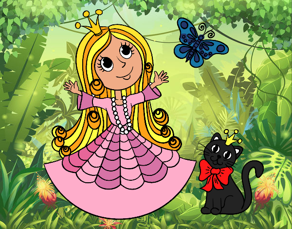 Principessa con il gatto e la farfalla