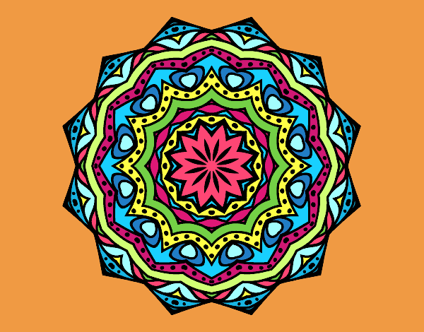 Disegno Mandala con strato  pitturato su lella18