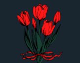 Disegno Tulipani con un fiocco pitturato su NoExit