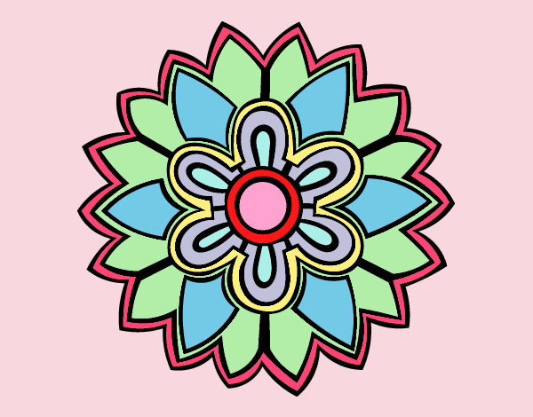 Disegno Fiore a forma di mandala weiss pitturato su lully