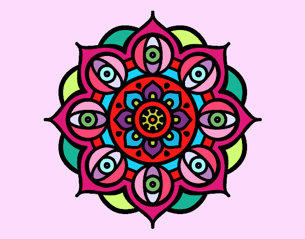 Disegno Mandala dagli occhi pitturato su lully