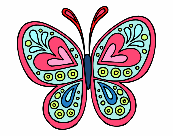 Disegno Mandala farfalla pitturato su lully