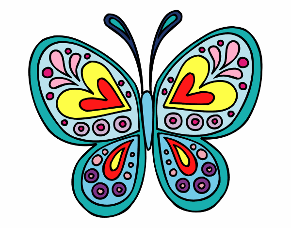 Disegno Mandala farfalla pitturato su lully