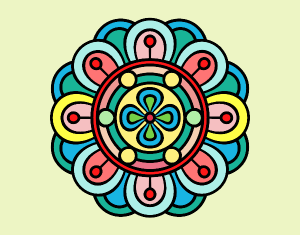 Disegno Mandala fiore creativo pitturato su lully