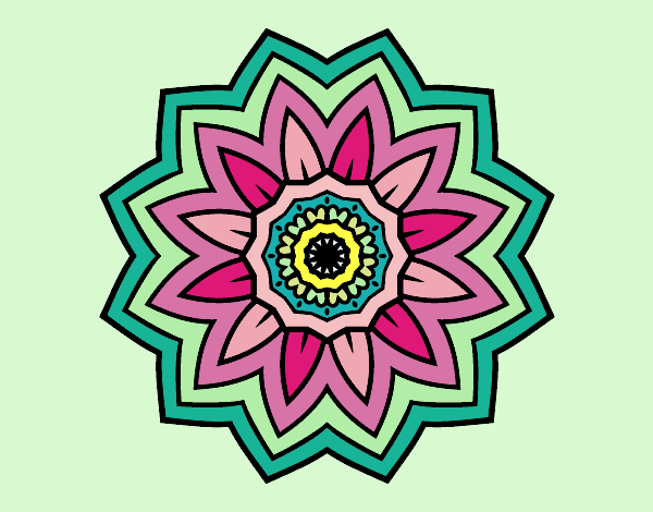 Disegno Mandala fiori de girasole pitturato su lully