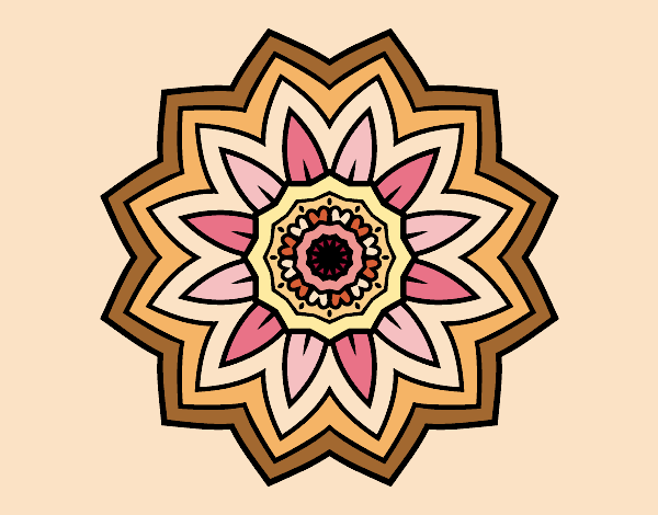 Disegno Mandala fiori de girasole pitturato su lully