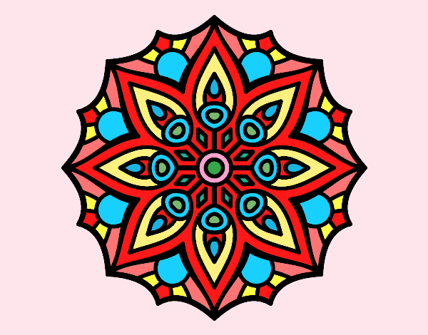 Disegno Mandala semplice simmetria pitturato su lully