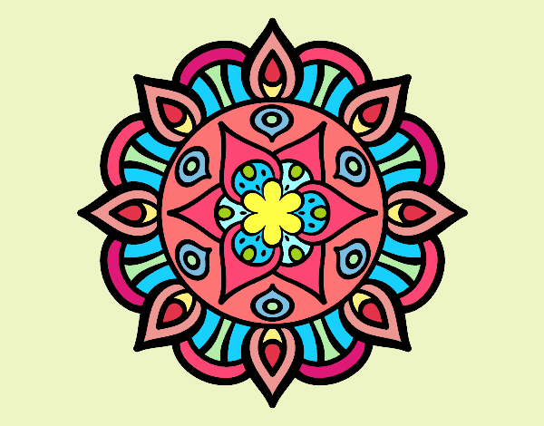 Disegno Mandala vita vegetale pitturato su lully