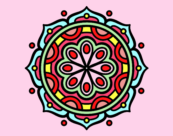 Disegno Mandala a meditare pitturato su lully