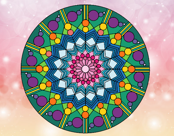 Disegno Mandala fiore con cerchio pitturato su lella18
