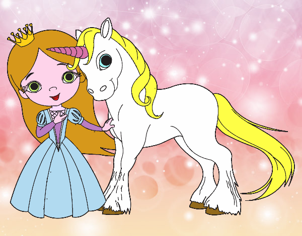 Disegno Principessa e unicorno pitturato su alessia07