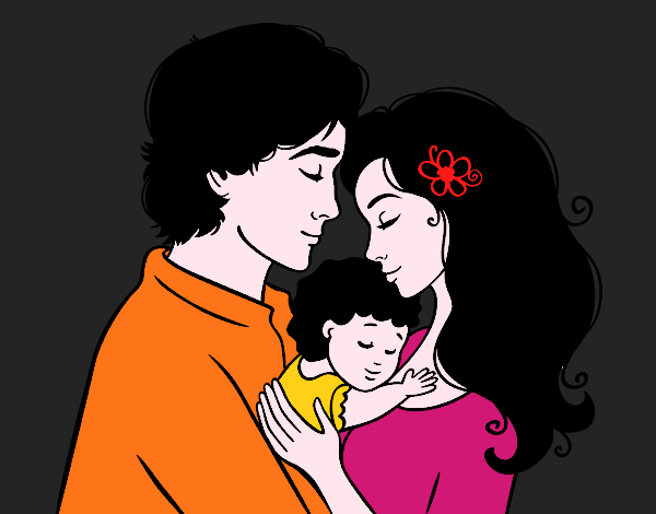 Disegno Famiglia abbraccio pitturato su angy2016