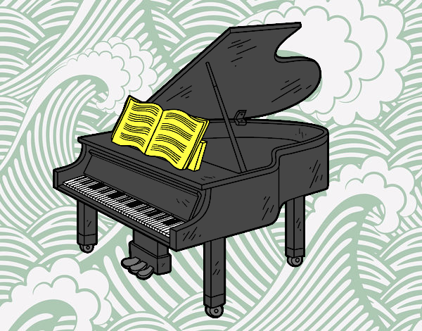 Disegno Un pianoforte a coda aperto pitturato su angy2016