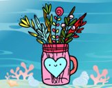 Disegno Pot con i fiori selvatici e un cuore pitturato su milan123