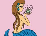 Disegno Sirena e perla  pitturato su Fabiana06