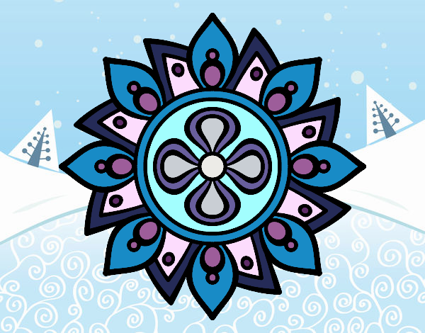 Disegno Mandala semplice fiore pitturato su ZiaDome 