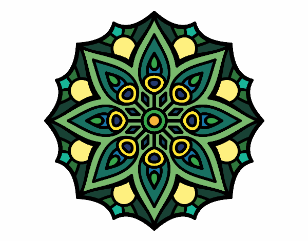 Disegno Mandala semplice simmetria pitturato su S_ISA