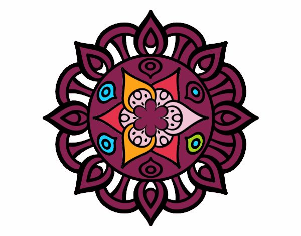 Disegno Mandala vita vegetale pitturato su indaco