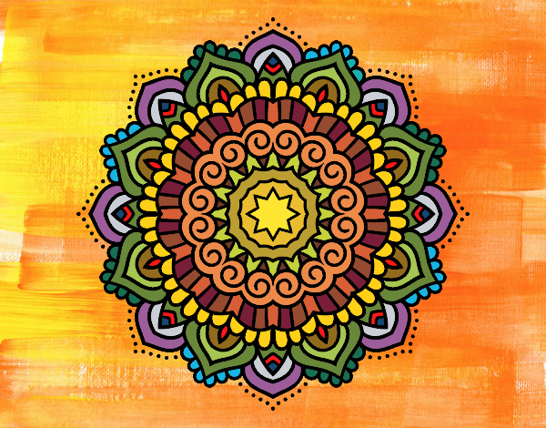 Disegno Mandala stella decorata pitturato su ZiaDome 