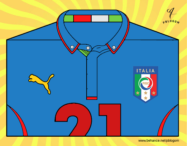 Disegno Maglia dei mondiali di calcio 2014 dell’Italia pitturato su saverio123
