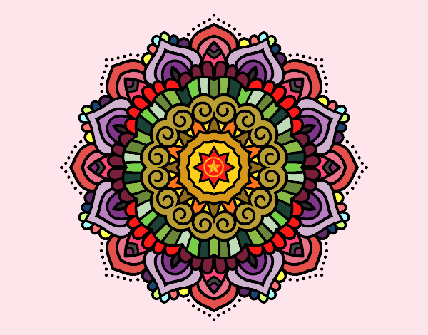 Disegno Mandala stella decorata pitturato su ZiaDome 