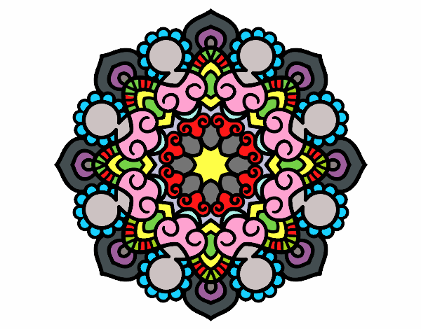 Disegno Mandala incontro pitturato su stellanera