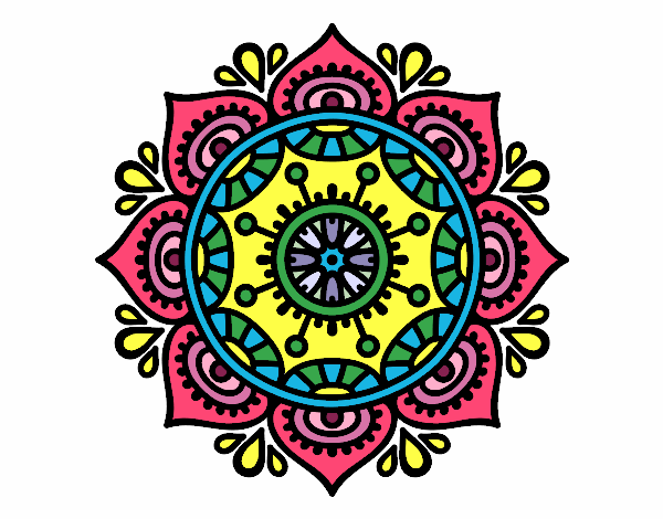 Disegno Mandala per rilassarsi pitturato su stellanera