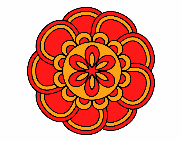 Disegno Mandala petali pitturato su mandala79