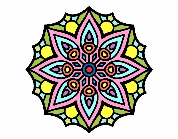 Disegno Mandala semplice simmetria pitturato su stellanera