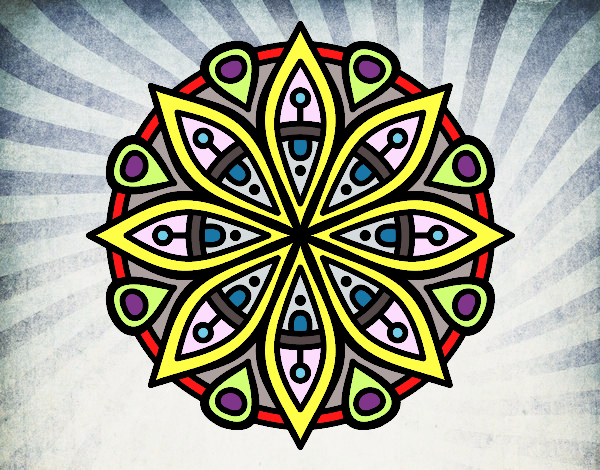 Disegno Mandala per la concentrazione pitturato su stellanera