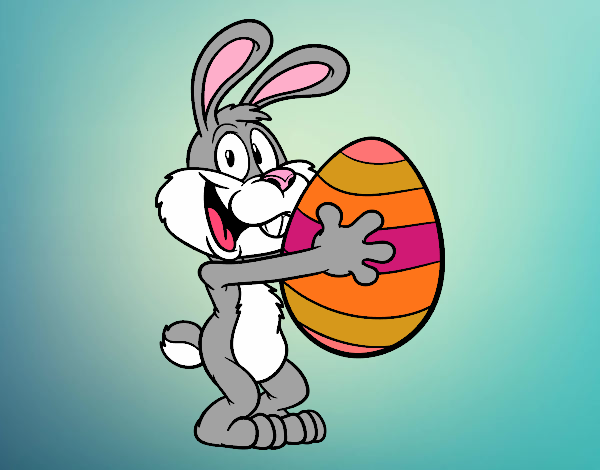 Disegno Il coniglietto di Pasqua pitturato su Mathias